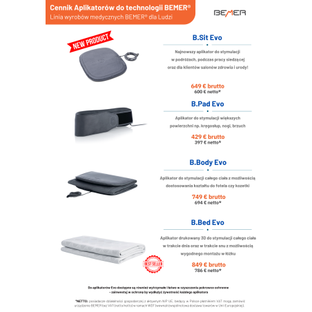 25 x Cennik Aplikatorów i Akcesoriów BEMER® EVO