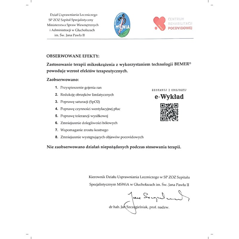 25 x List MSWiA w Głuchołazach polecający BEMER®