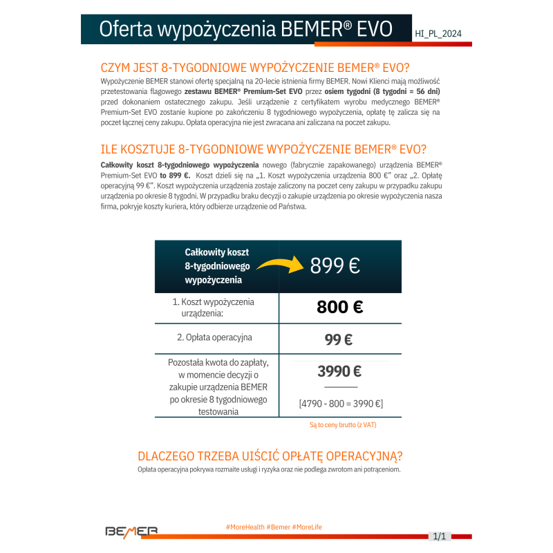 25 x Oferta Testowania BEMER® EVO